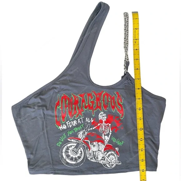 NWT • One Shoulder Cut Out Chain Top - Picture 7 of 13